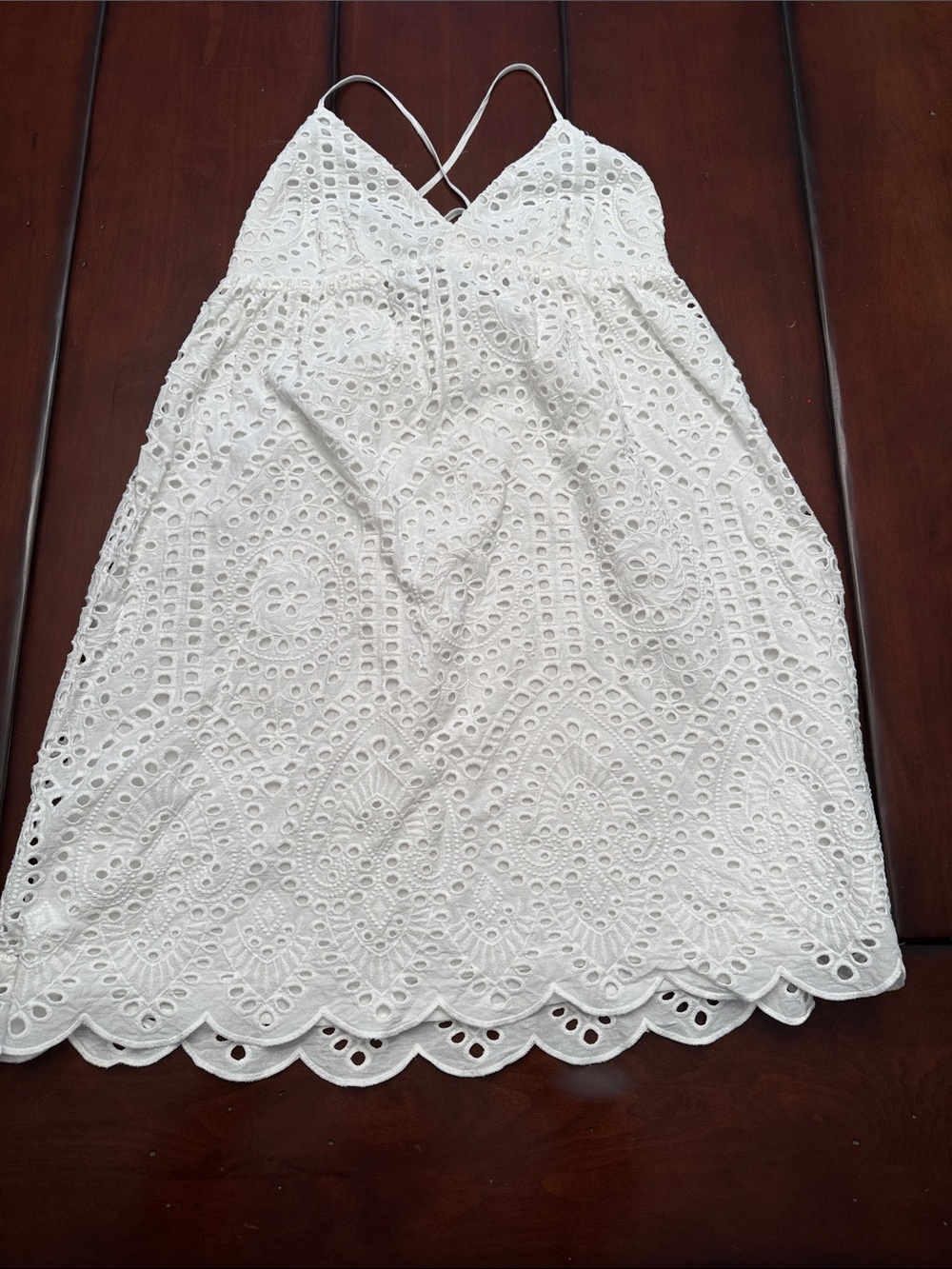 H&M White Eyelet Lace Spaghetti Strap Dress